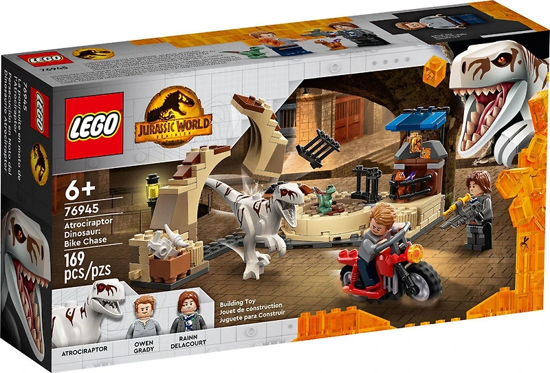 LEGO Jurassic World La poursuite en moto de l'Atrociraptor 76945 Ensemble de construction (167 pièces)