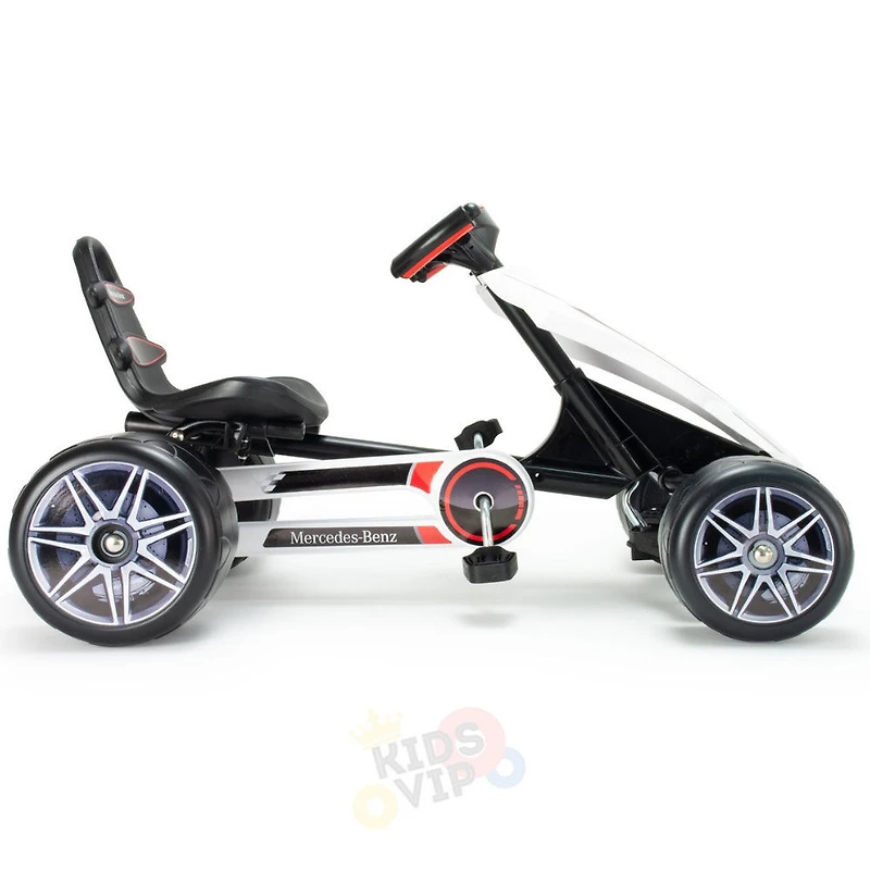 KidsVip Enfants et Tout-Petits Mercedes kart à pédales avec sièges réglables  - Blanc - Édition anglaise - Notre exclusivité