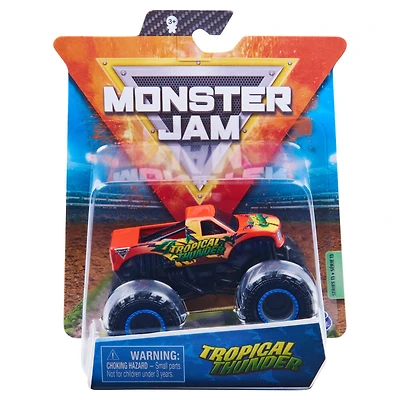 Monster Jam, Monster truck Tropical Thunder officiel, véhicule en métal moulé, série Forces of Nature, échelle 1:64