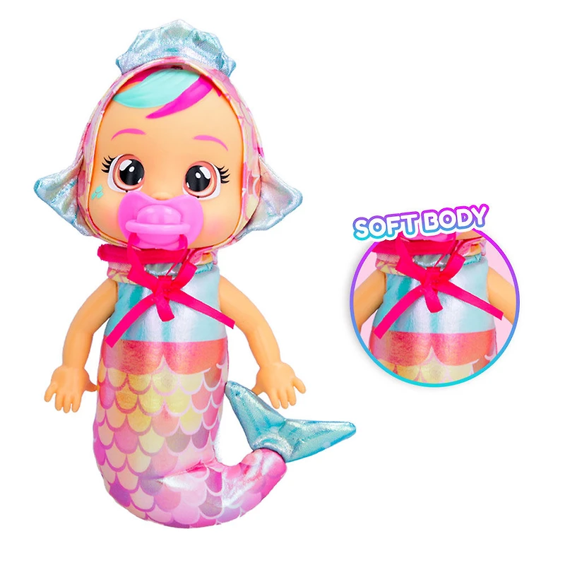 Cry Babies Tiny Cuddles - Sirènes Melody - Poupée bébé de 9 po | Pyjama métallique avec queue de sirène