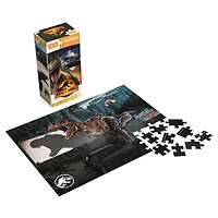 Jurassic World, Dominion 100-Piece Jigsaw Puzzle Dinosaur Park Movie Drive-in Theater Artwork in Easy Storage Tower