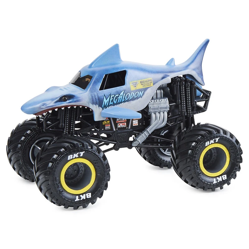 Monster Jam, monster truck officiel en métal moulé Megalodon Breaking World Records, échelle 1:24