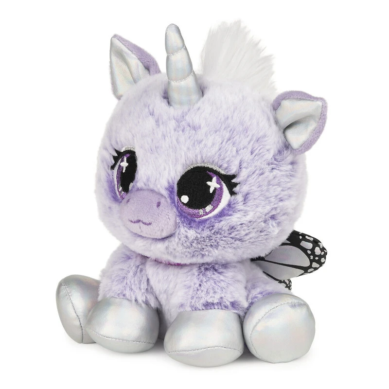 P.Lushes Designer Fashion Pets, Mariah Monarch, licorne en peluche de luxe, violet/argent, 15,2 cm