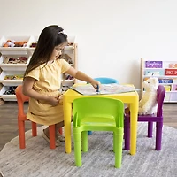 Kids Plastic Table and 4 Chairs, Yellow