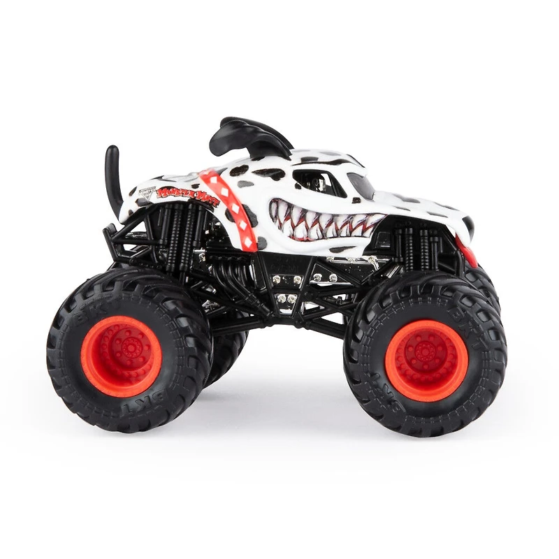 Monster Jam, Monster truck authentique Monster Mutt Dalmatian en métal moulé à l'échelle 1:64, série Ruff Crowd