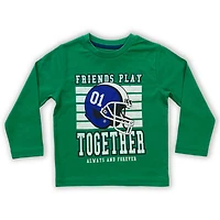 Friends Play Together Long Sleeve Tee Green