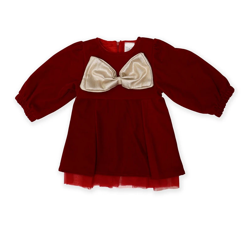 Baby Mode Signature Red Velvet Bow Dress