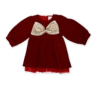 Baby Mode Signature Red Velvet Bow Dress