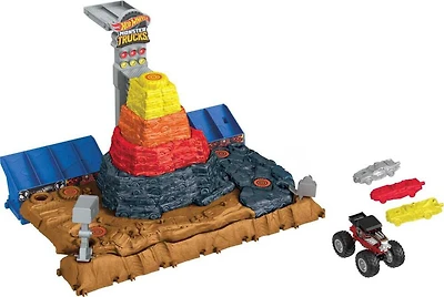 Hot Wheels- Monster Trucks - Arena Smashers- Coffret de Jeu- PARC À DESTRUCTION SUPRÊME Bone Shaker