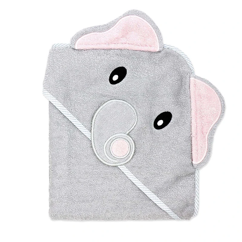 Baby Mode Signature Serviette à capuche et gant éléphant gris