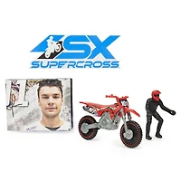 Supercross, Authentic Luke Clout 1:24 Scale Die-Cast Motorcycle with Rider Figure, for Kids and Collectors