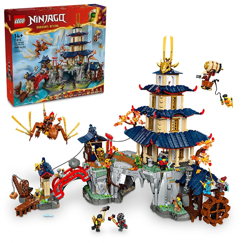 LEGO NINJAGO La ville du temple du tournoi Ensemble de jouet d'aventure avec 13 figurines et un dragon 71814