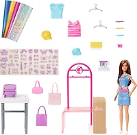 Barbie Make and Sell Boutique Playset with Brunette Doll, Foil Design Tools, Clothes and Accessories