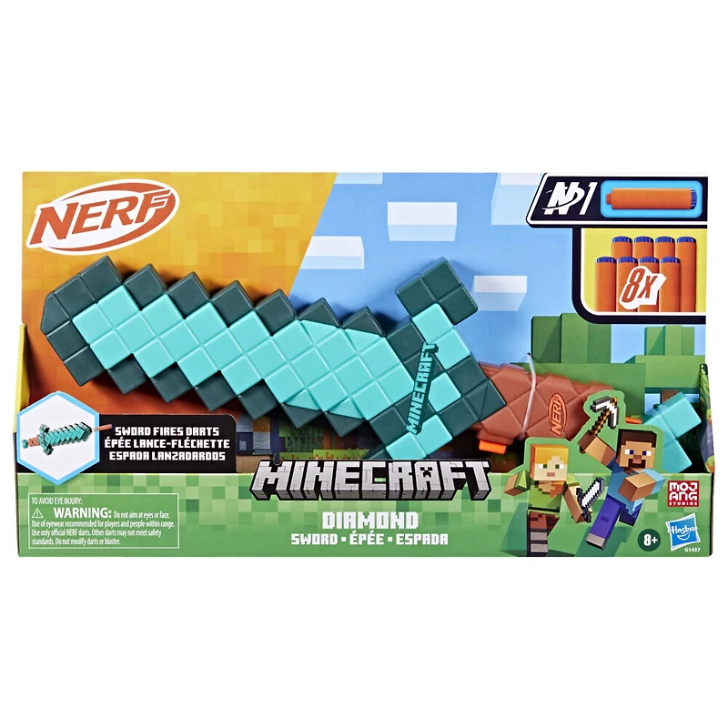 Nerf Minecraft, Épée à fléchettes, 8 fléchettes Nerf N1