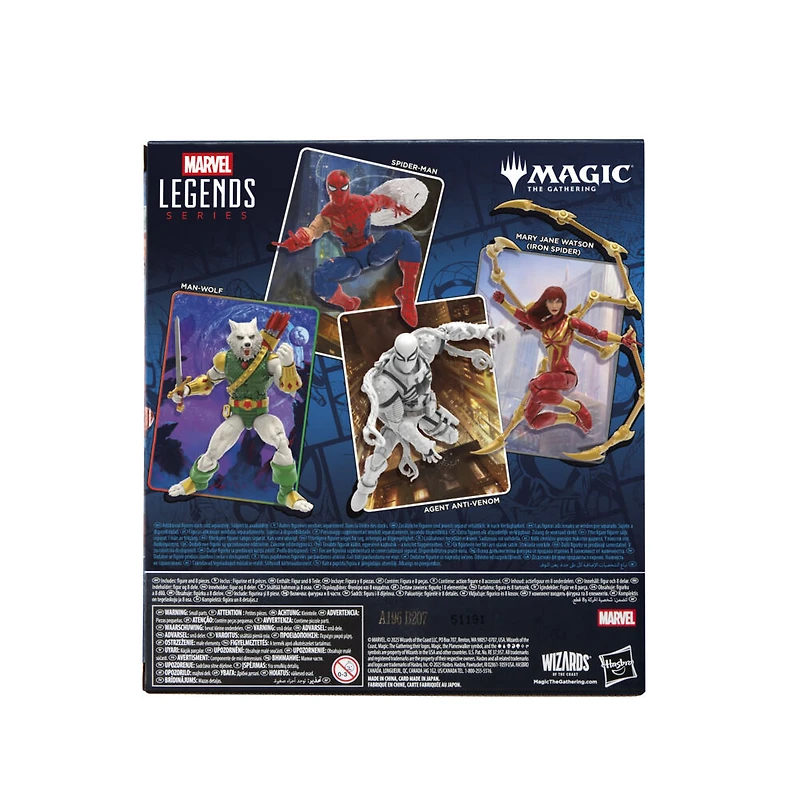 Marvel Legends Series Magic: The Gathering, figurine Spider-Man endommagé au combat avec carte premium exclusive