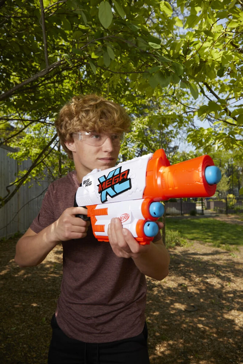 Nerf Mega XL, blaster Big Rig, 3 fléchettes sifflantes Nerf Mega XL