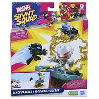 Marvel Stunt Squad Villain Knockdown, Black Panther et Iron Man contre Ultron, coffret de figurines de 3,5 cm