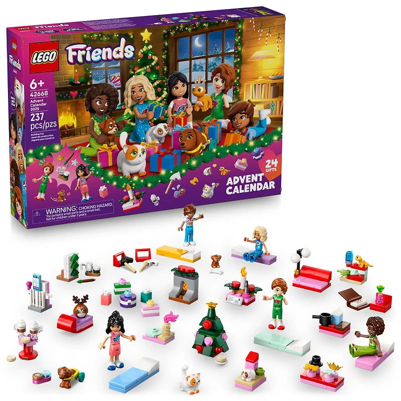 LEGO Friends Advent Calendar 2025, Christmas Building Set for Kids, 5 Minidolls, 5 Animals 42668