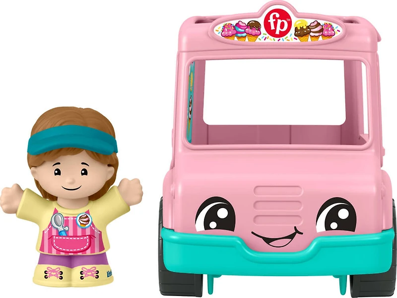 Fisher-Price Little People Ice Cream Truck, Push-Along Toy Vehicle & Figure for Toddlers & Kids
