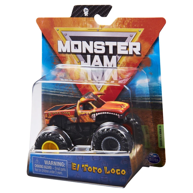 Monster Jam, Monster truck El Toro Loco officiel, véhicule en métal moulé, série Wreckless Trucks, échelle 1:64