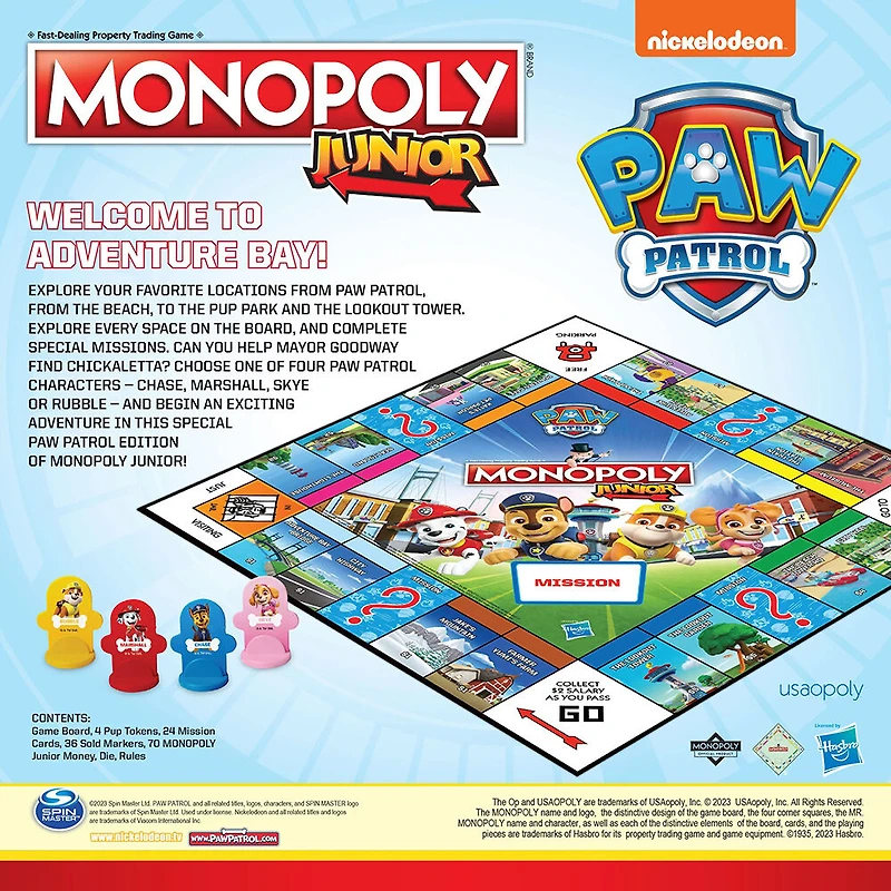 USAopoly MONOPOLY JR: PAW Patrol - English Edition