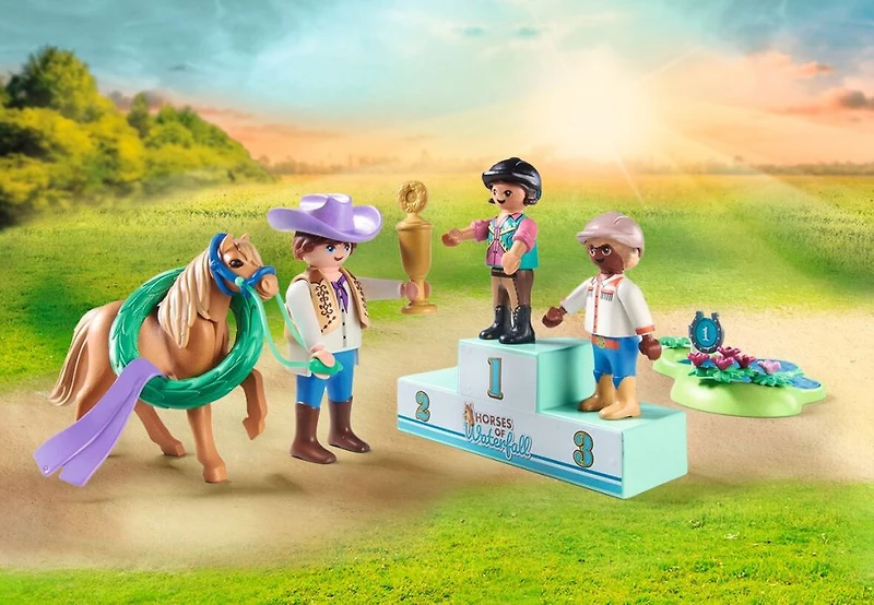 Playmobil - Cavaliers avec poneys et saut d'obstacles