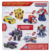 Transformers Toys Heroes vs Villains 4-Pack, 4.5 Inch Action Figures, Preschool Robot Toys for Kids Ages 3 and Up