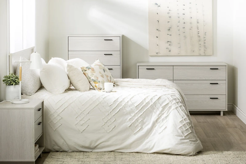 Fynn Table de chevet avec organisateur de fils Chêne hivernal