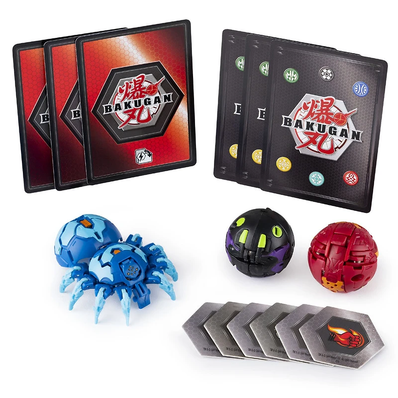  Bakugan, Starter Pack 3 personnages, Aquos Webam, Créatures transformables à collectionner