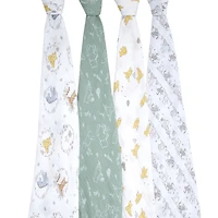 Muslin Swaddle Blk 4 Pack - Disney Winnie