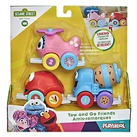 Sesame Street Tow and Go Friends Toy, 3 Linking Vehicles Featuring Elmo, Cookie Monster and Abby Cadabby - R Exclusive