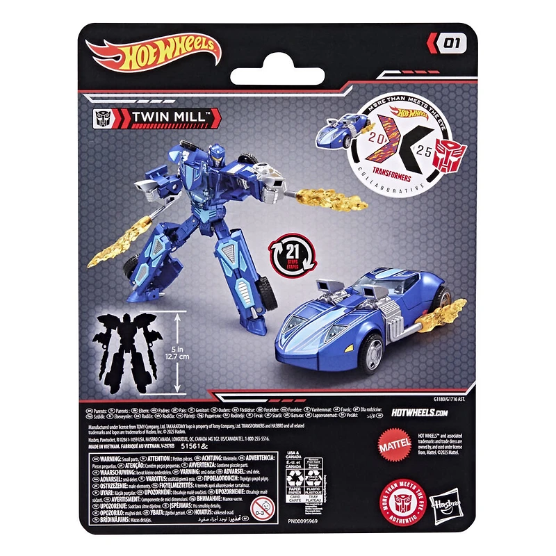 Transformers Collaborative Hot Wheels x Transformers, figurine convertible Twin Millä