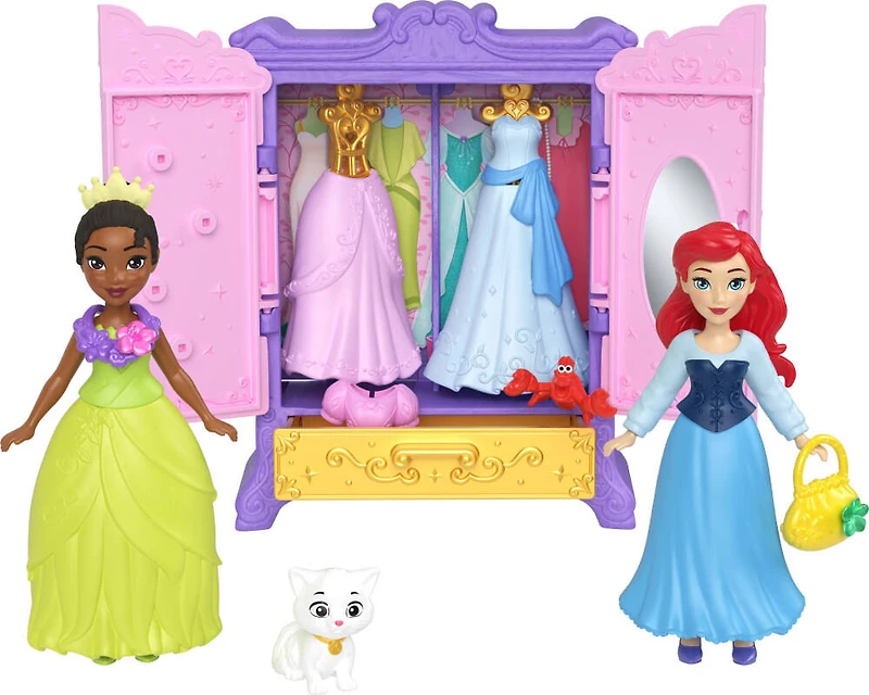 Disney Princess-Coffret La Garde-Robe Royale-avec 2petites poupées - Notre exclusivité