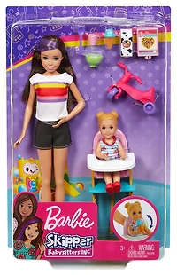 Coffret de jeu Skipper Babysitters Inc. Barbie avec poupée Skipper, poupée Tout-petit qui se nourrit et plus encore