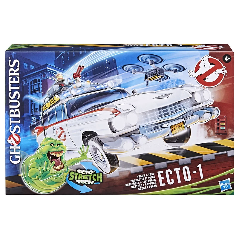 Ghostbusters Ecto-1 Poursuite et piège, voiture avec Slimer Grand frisson avec technologie Ecto-Stretch, jouets Ghostbusters, à partir de 4 ans
