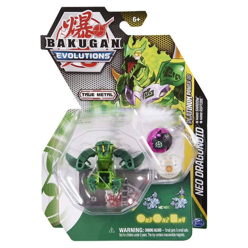 Bakugan Evolutions, Coffret Platinum Power Up Neo Dragonoid avec Nano Shadow et Riptide