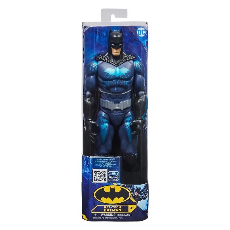 Batman, Figurine articulée Bat-Tech Batman de 30,5 cm (costume noir/bleu