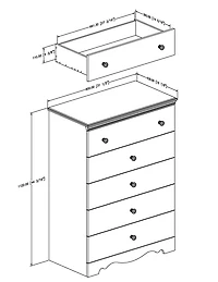 Crystal Commode 5 tiroirs- Blanc solide