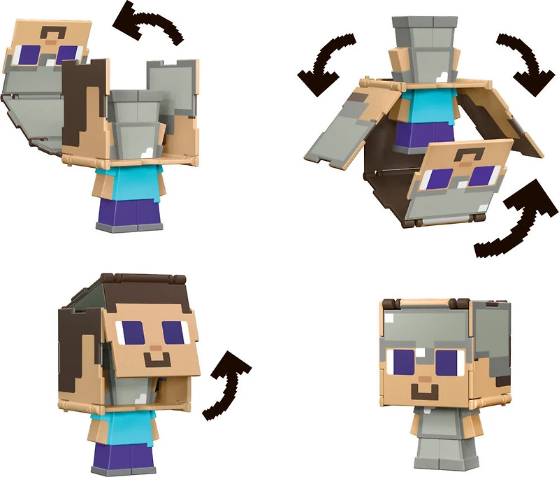 Minecraft Flippin' Figs Figures Collection Steve + Steve in Iron Armor