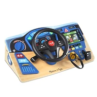 Melissa & Doug - Vroom & Zoom Interactive Wooden Dashboard Steering Wheel Pretend Play Driving Toy