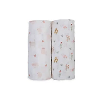 Lulujo - 2PK Langes en mousseline - Chaton + Fleur