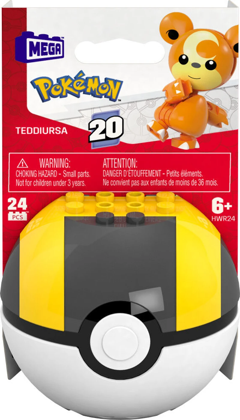 MEGA Pokémon Figurine articulée Teddiursa, 24 pièces