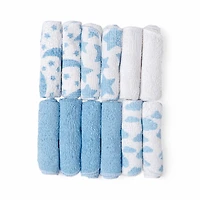 Jesse & Lulu Lot de 12 gants de toilette sur le thème du ciel : bleu