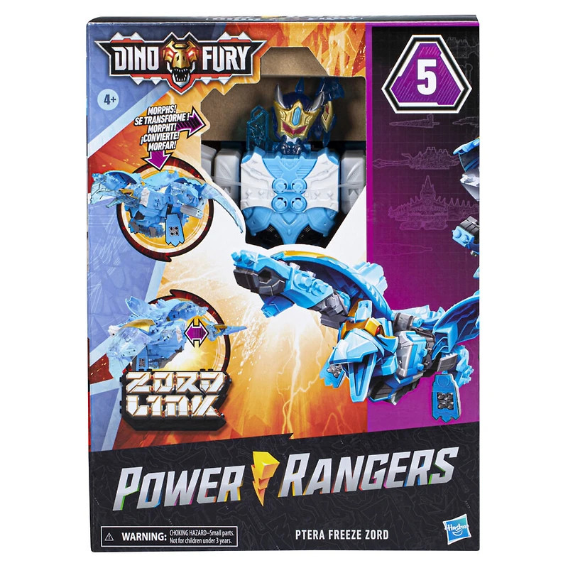 Power Rangers Dino Ptera Freeze Zord, Zord robot dinosaure avec système d'assemblage pour combiner Zord Link