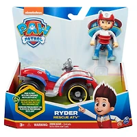 PAW Patrol, Ryder Rescue ATV, Véhicule avec figurine articulée à collectionner, jouets respectueux de la planète
