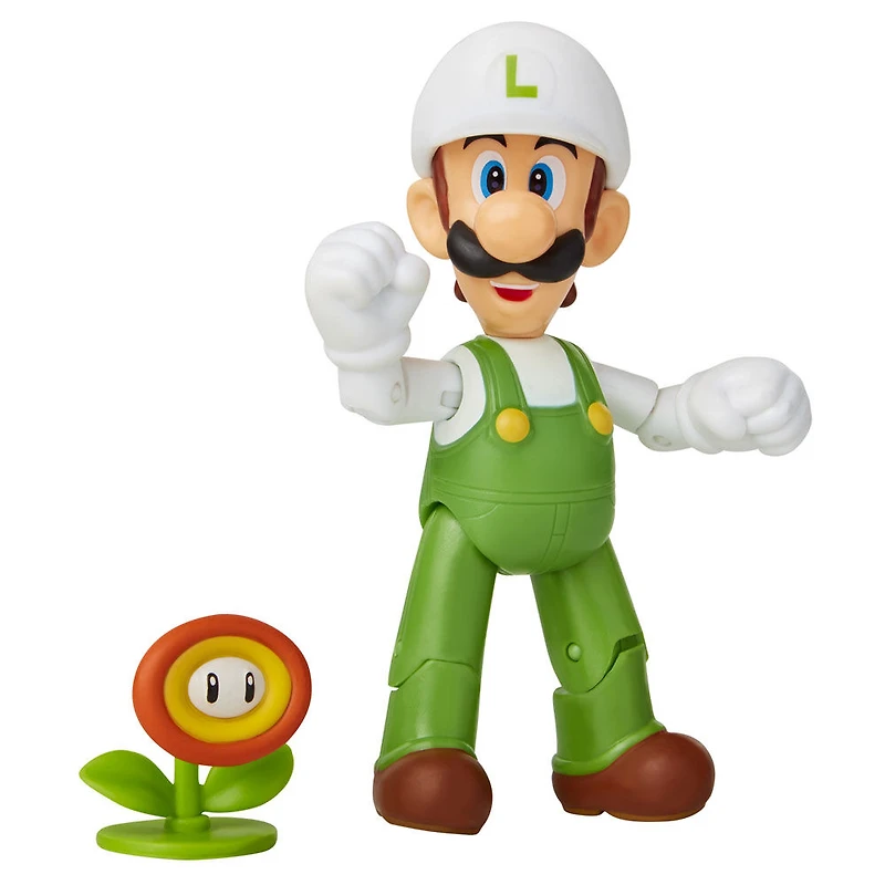 Figurine Nintendo de 4 pouces : Luigi feu avec Fleur de feu