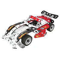 Meccano, Kit de construction STEM, Véhicules de course 10 en 1 avec 225 pièces et de vrais outils