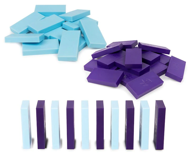 H5 Domino Creations, Coffret de 60 pièces bleues/violettes par Lily Hevesh, artiste domino sur Youtube, jeu familial classique