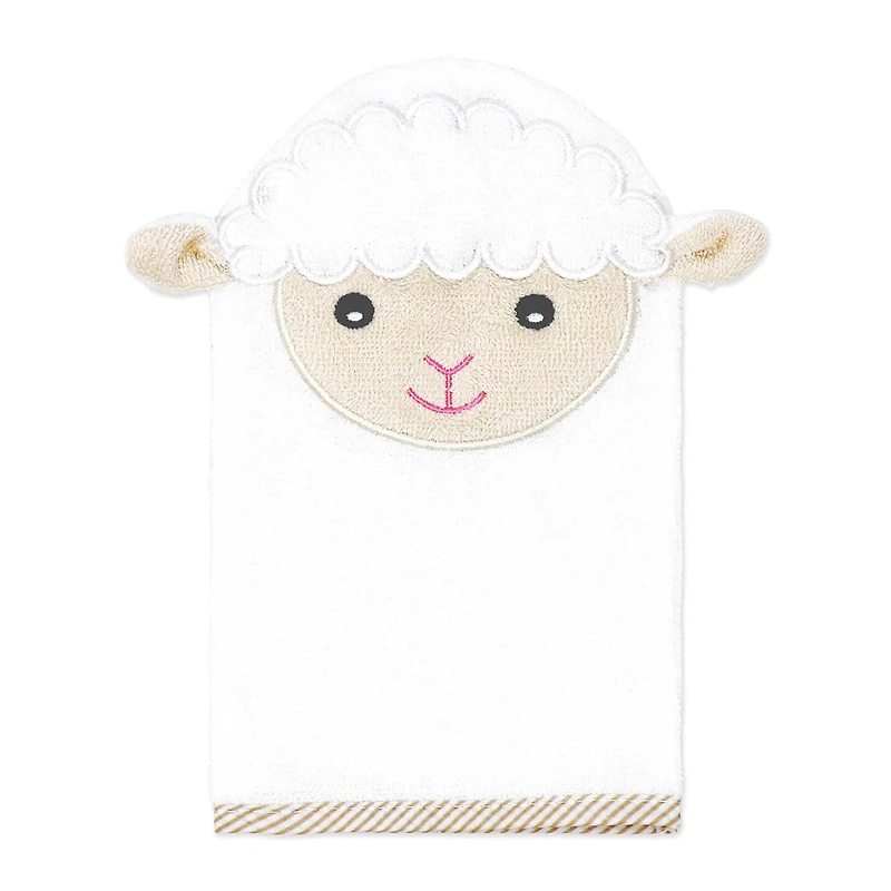 Baby Mode Signature Serviette à capuche et gant en agneau ivoire