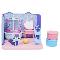 DreamWorks Gabby's Dollhouse, Primp and Pamper Bathroom with MerCat Figure, 3 Accessories, 3 Furniture and 2 Deliveries